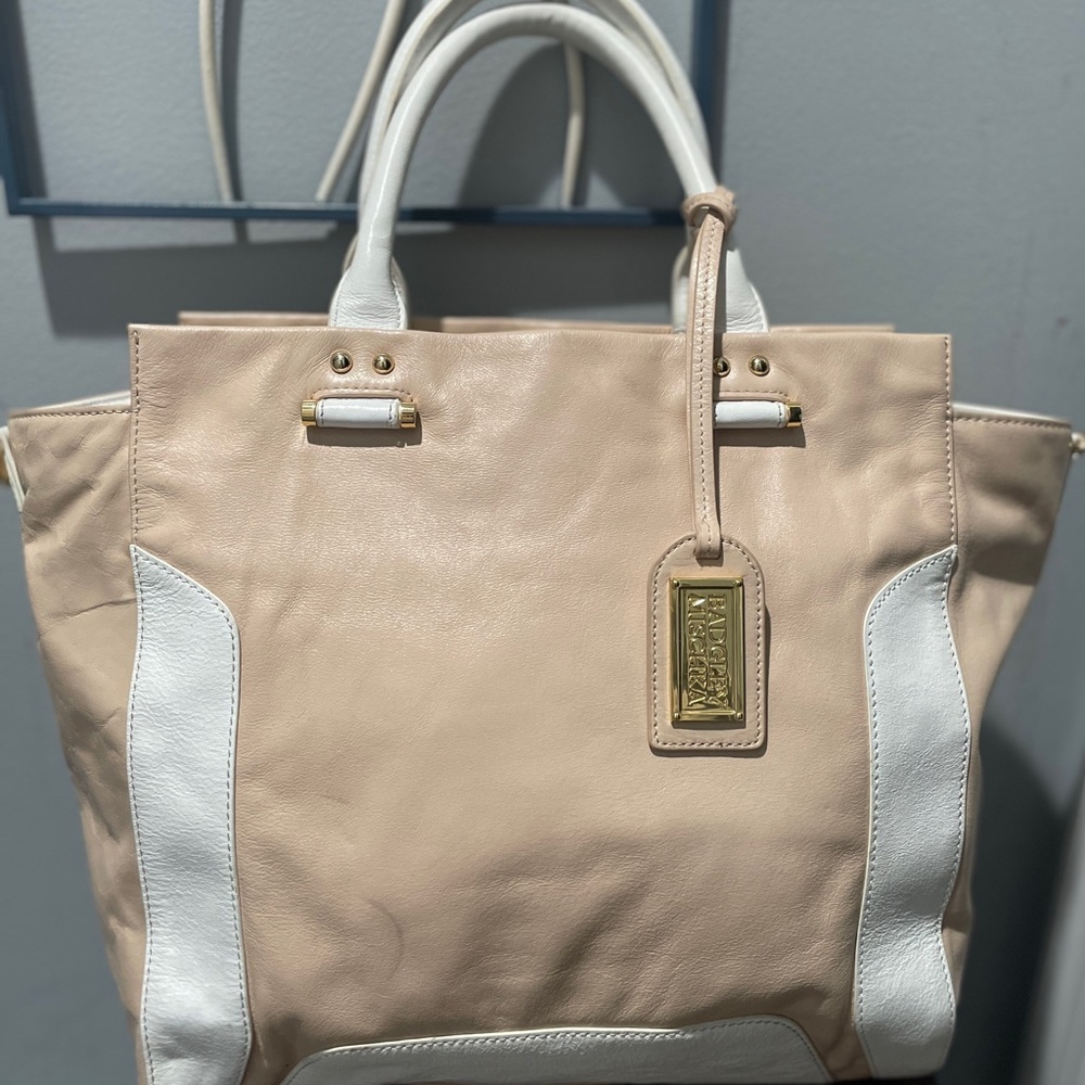Bartley Mischa Arlene shine leather tote with strap